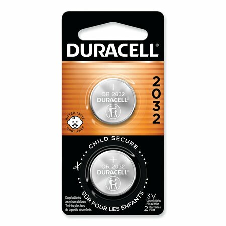 DURACELL Lithium Coin Battery, 2032, PK2 DL2032BPK